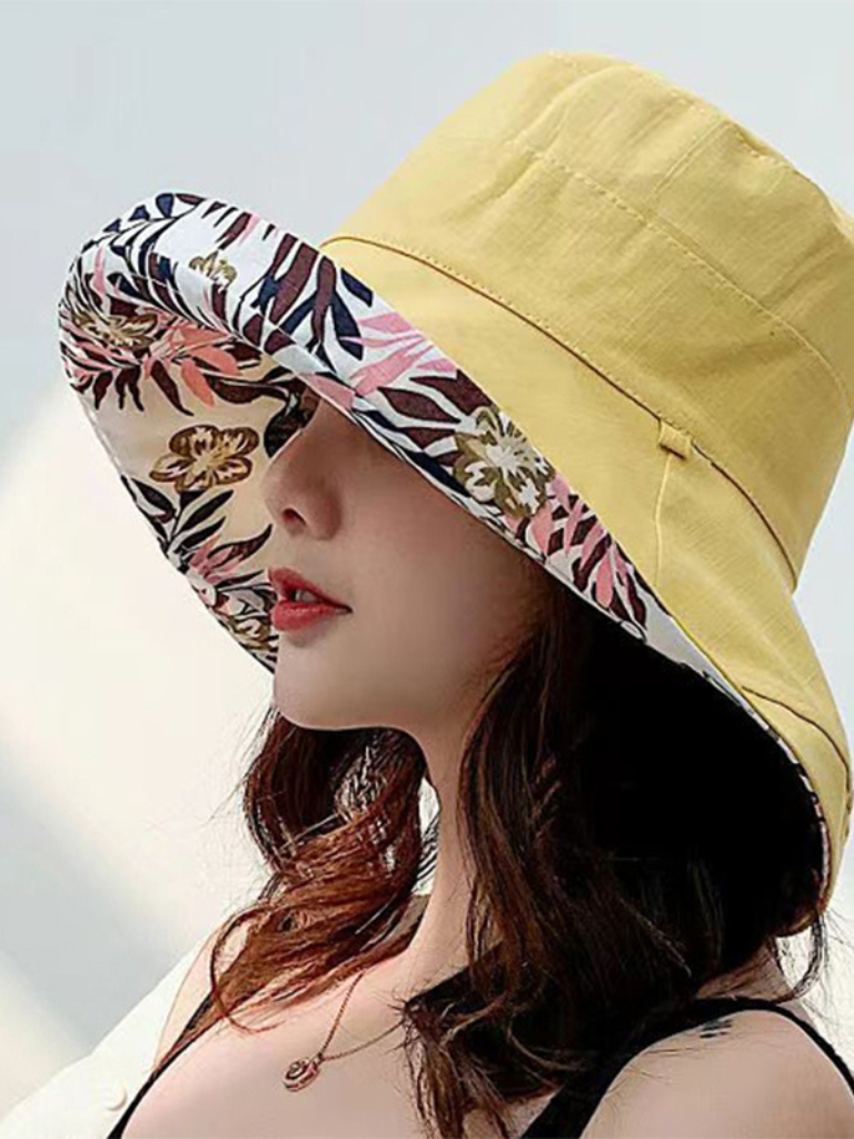 Women’s Double-Sided Bucket Hat – Wide Brim Sun Protection Fisherman Hat for All Seasons