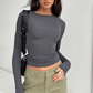Women’s Casual Long Sleeve Slim Fit T-Shirt – Stretch Cotton Streetwear Top