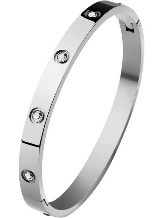 Luxury Stainless Steel Crystal Bangle Bracelet for Women – Non-Fading Elegant Jewelry