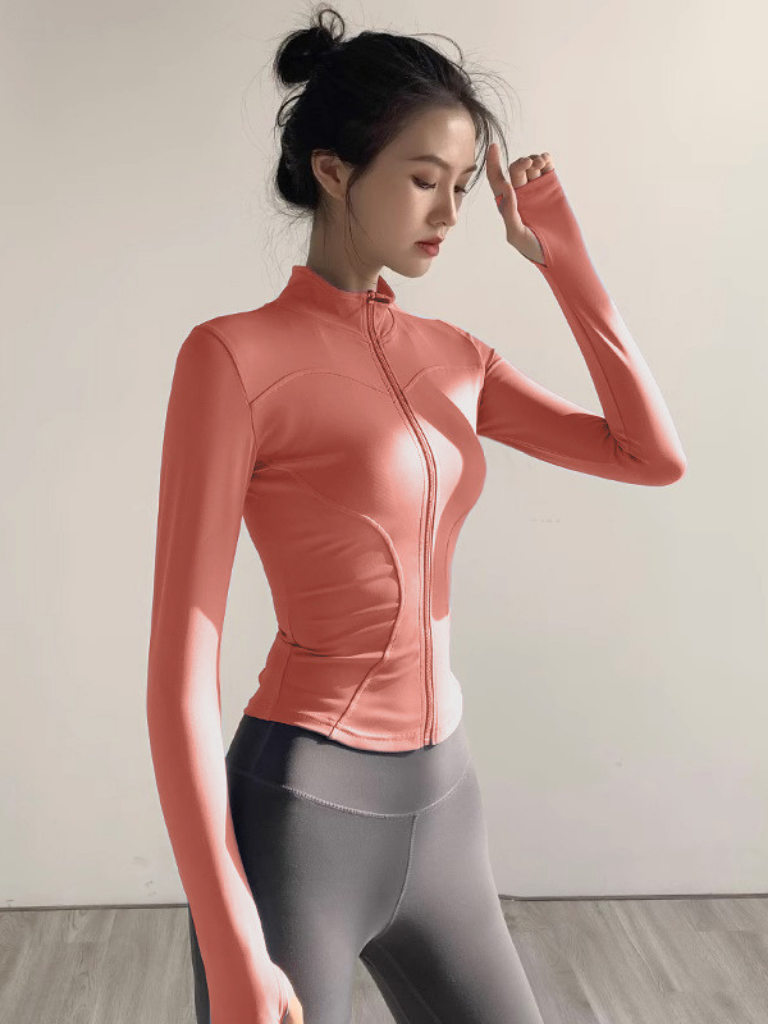 Women’s Quick-Dry Sun Protection Sports Jacket – Slim Fit Yoga Running Fitness Zip Cardigan