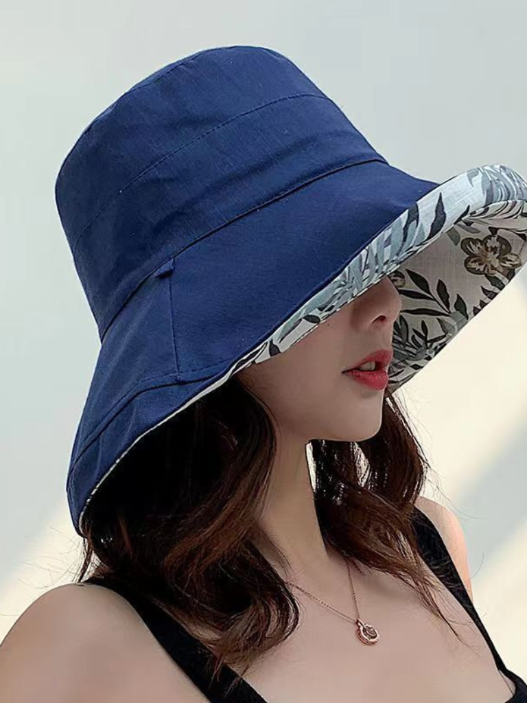 Women’s Double-Sided Bucket Hat – Wide Brim Sun Protection Fisherman Hat for All Seasons