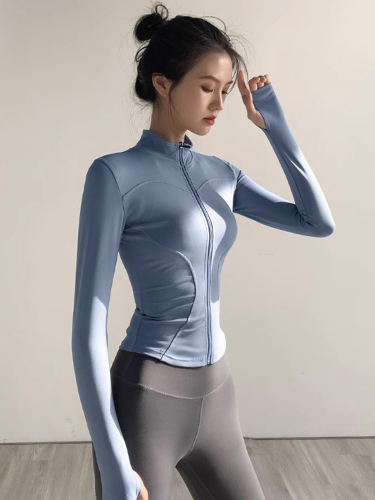 Women’s Quick-Dry Sun Protection Sports Jacket – Slim Fit Yoga Running Fitness Zip Cardigan