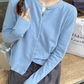 Korean Slim Fit Knit Cardigan for Women – Long Sleeve Single Breasted Casual Jumper