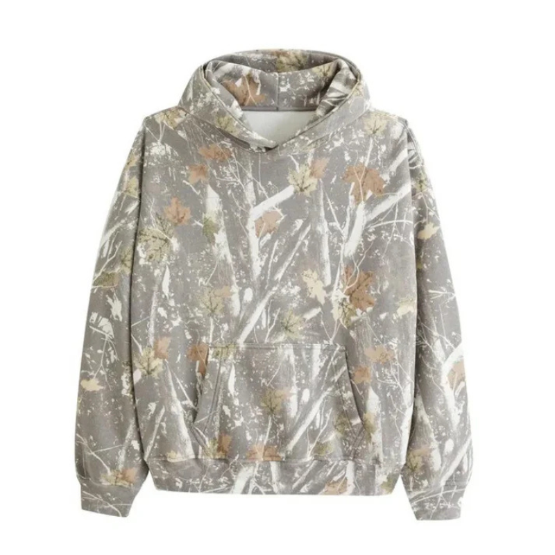 Camouflage Leaf Print Hoodie