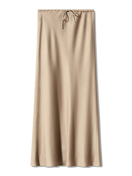 Elegant Long Satin Maxi Skirt – Black & Brown Formal A-Line Skirt for Women
