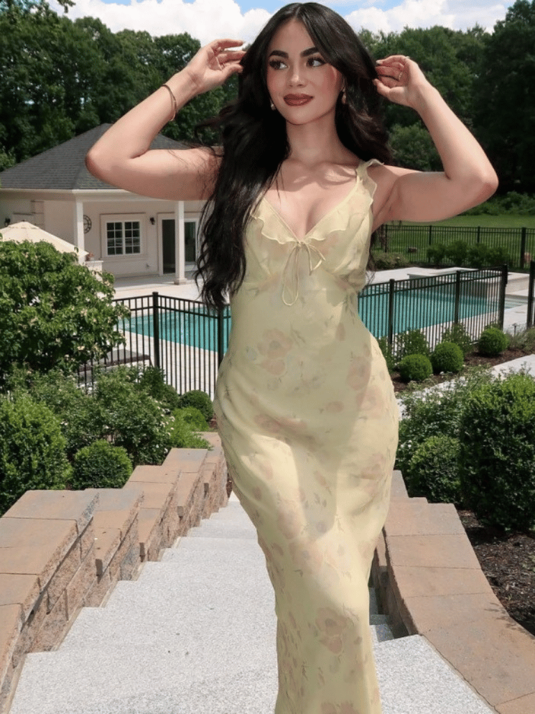 Women’s Floral Print Plunge Maxi Dress – Sexy Backless Summer Vacation Outfit