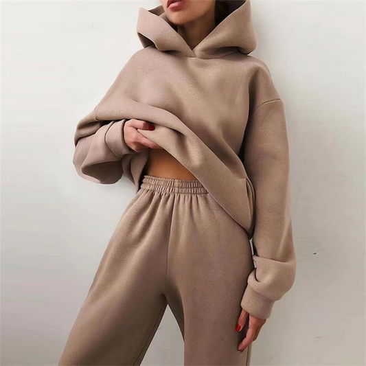 Women's Oversized Hoodie Tracksuit – 2-Piece Fall Lounge Set with Sweatshirt & Joggers
