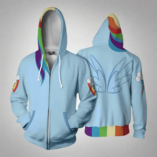 Rainbow 3D Cosplay Hoodie - Unisex Anime Jacket