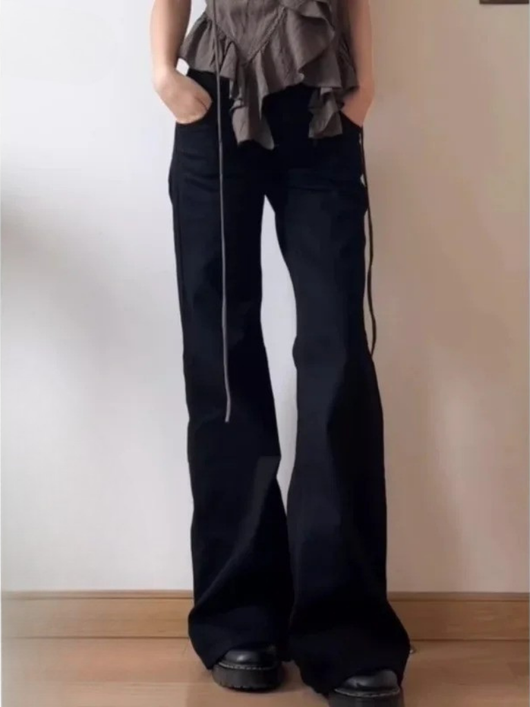 Baggy Black Vintage Denim Jeans – Women’s High Waist Loose Fit Streetwear Pants