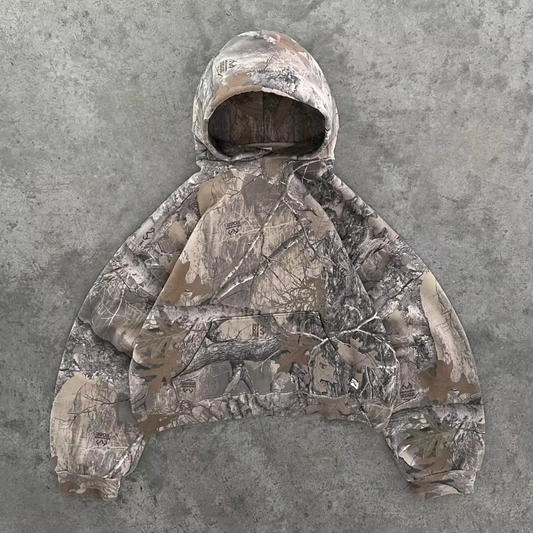 Y2K Oversized Camo Hoodie – Unisex Streetwear Pullover with Retro Camouflage Print