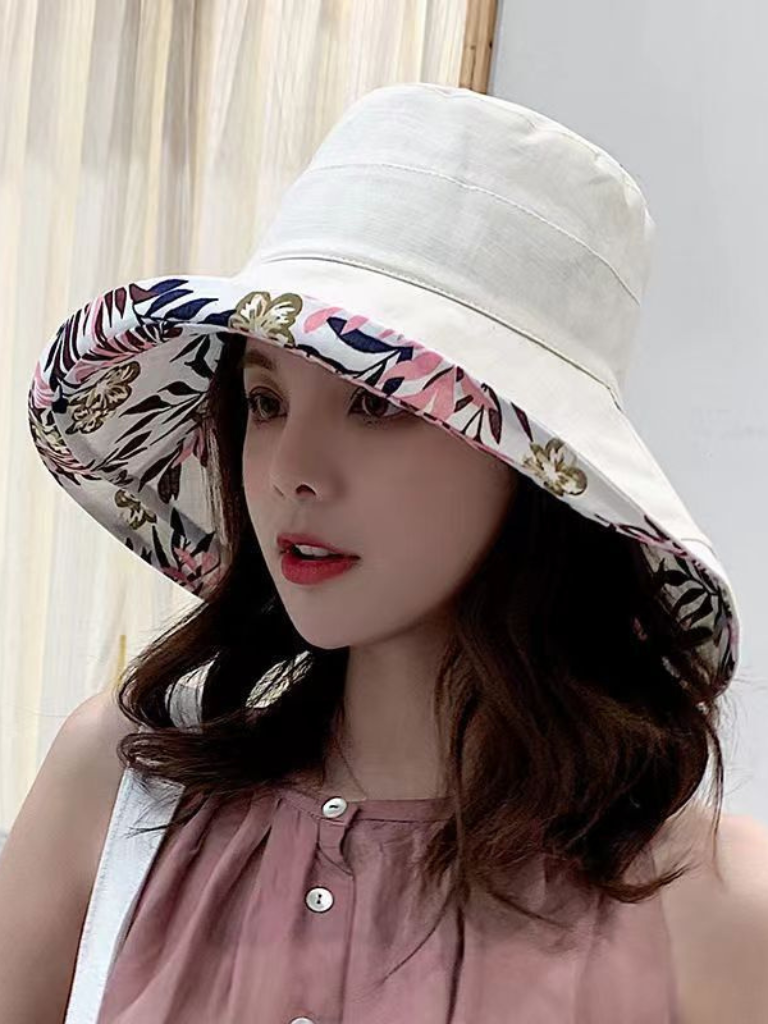 Women’s Double-Sided Bucket Hat – Wide Brim Sun Protection Fisherman Hat for All Seasons
