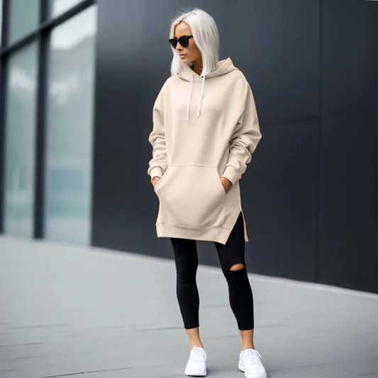Oversized Soft Hoodie Dress for Women – Cozy Vegan Cotton Loungewear
