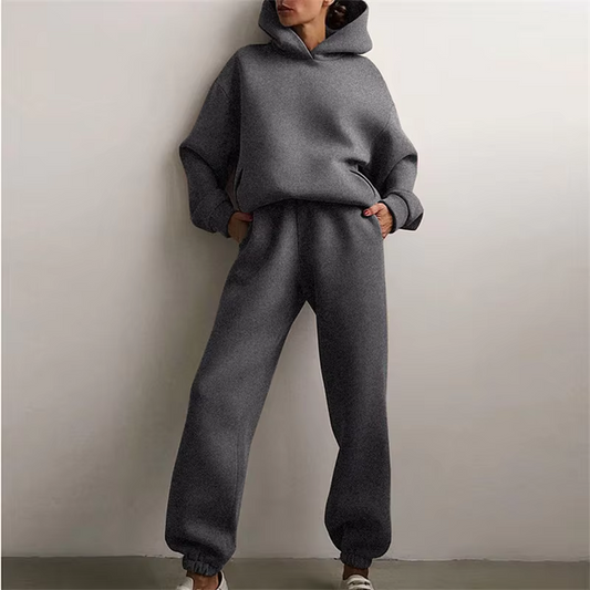 Women's Oversized Hoodie Tracksuit – 2-Piece Fall Lounge Set with Sweatshirt & Joggers