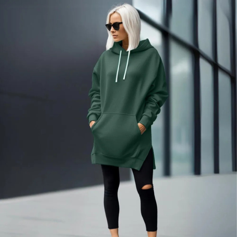 Oversized Soft Hoodie Dress for Women – Cozy Vegan Cotton Loungewear