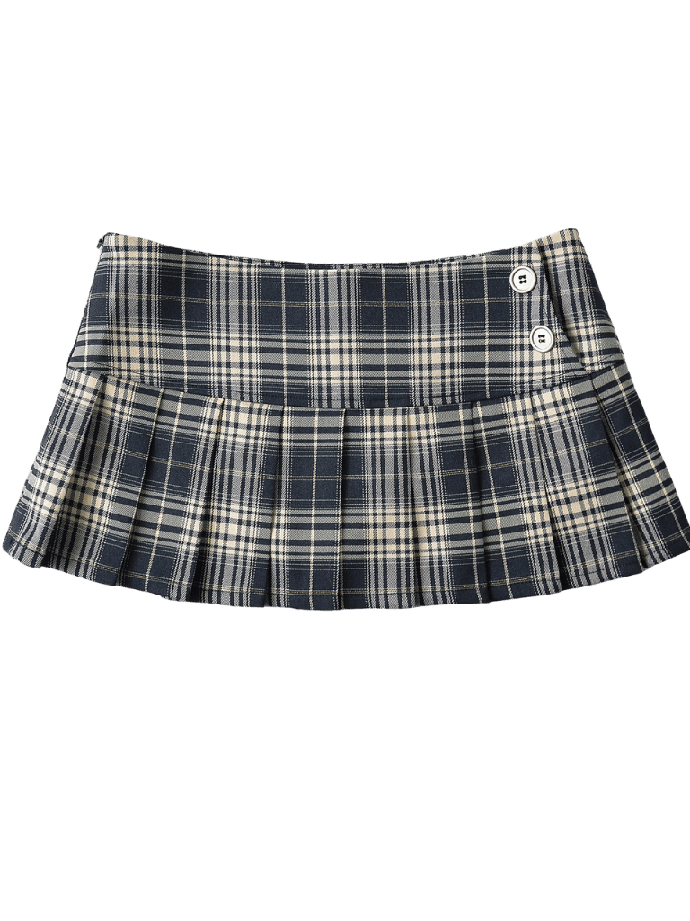 Vintage Korean Plaid Mini Skirt – Y2K Preppy Pleated Style for Women