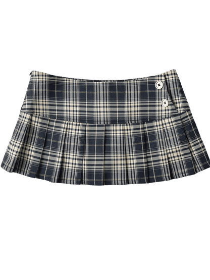 Vintage Korean Plaid Mini Skirt – Y2K Preppy Pleated Style for Women