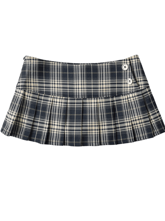 Vintage Korean Plaid Mini Skirt – Y2K Preppy Pleated Style for Women