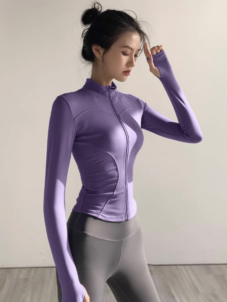 Women’s Quick-Dry Sun Protection Sports Jacket – Slim Fit Yoga Running Fitness Zip Cardigan