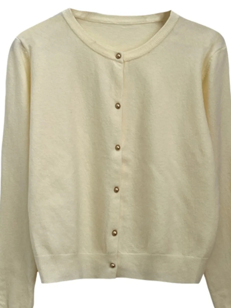 Korean Slim Fit Knit Cardigan for Women – Long Sleeve Single Breasted Casual Jumper