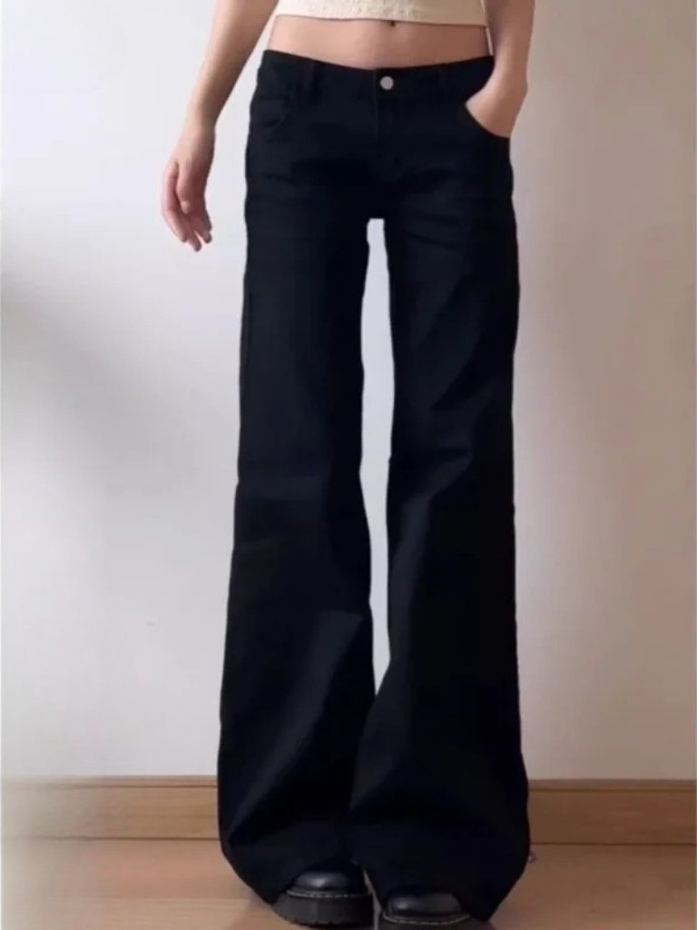 Baggy Black Vintage Denim Jeans – Women’s High Waist Loose Fit Streetwear Pants