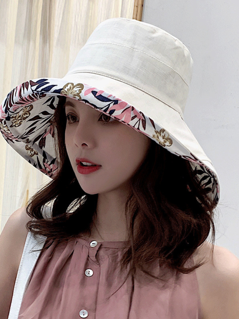 Women’s Double-Sided Bucket Hat – Wide Brim Sun Protection Fisherman Hat for All Seasons