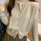 Korean Slim Fit Knit Cardigan for Women – Long Sleeve Single Breasted Casual Jumper