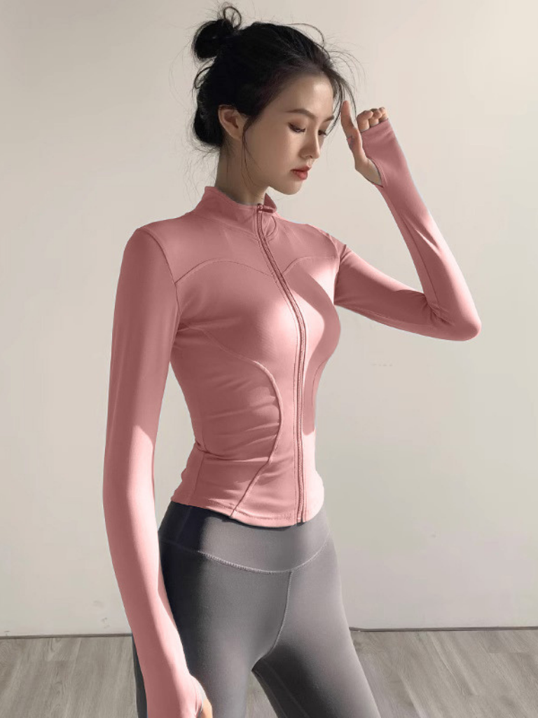 Women’s Quick-Dry Sun Protection Sports Jacket – Slim Fit Yoga Running Fitness Zip Cardigan