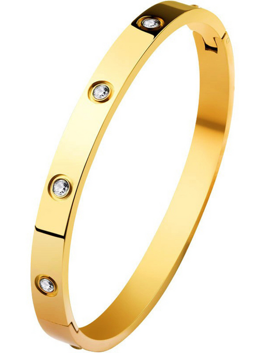 Luxury Stainless Steel Crystal Bangle Bracelet for Women – Non-Fading Elegant Jewelry