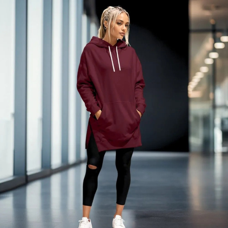 Oversized Soft Hoodie Dress for Women – Cozy Vegan Cotton Loungewear