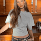 Women’s Solid Gray Cropped T-Shirt – Casual Streetwear Summer Top