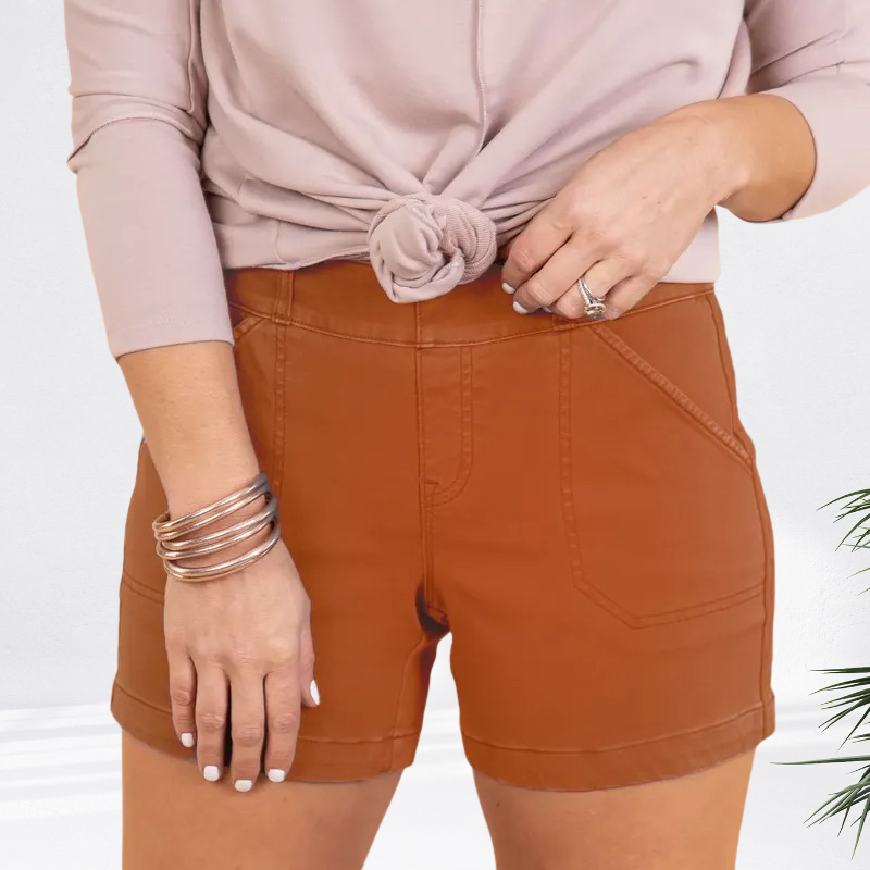 Women’s Slim Fit Twill Shorts – Pull-On Comfort, 4-Way Stretch