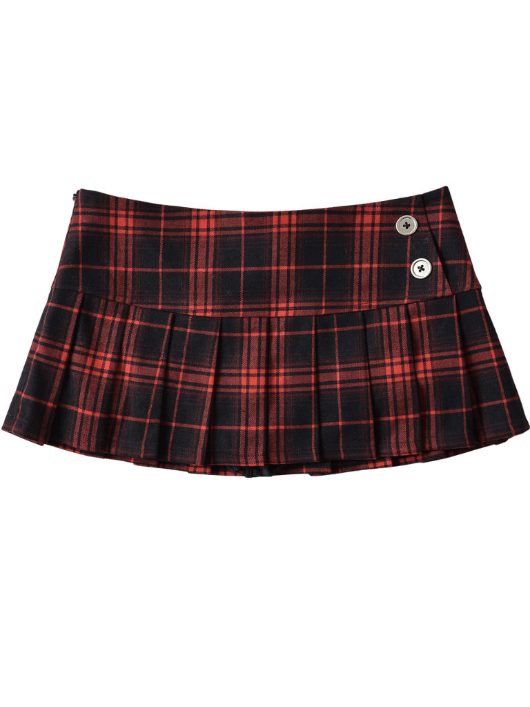 Vintage Korean Plaid Mini Skirt – Y2K Preppy Pleated Style for Women