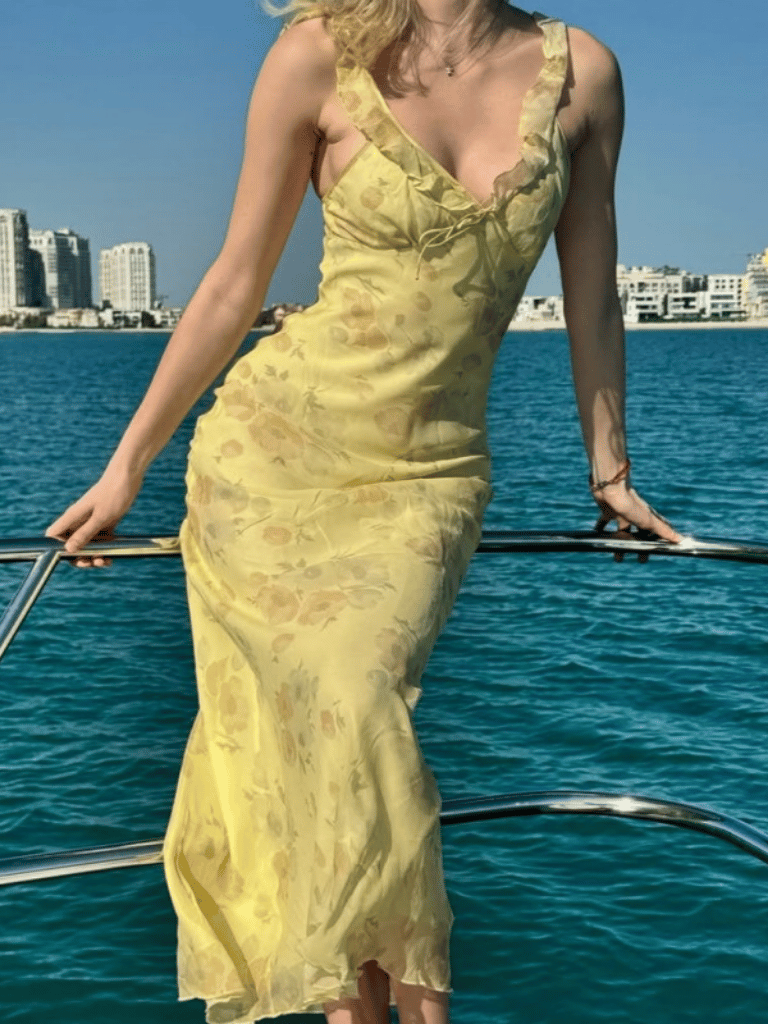 Women’s Floral Print Plunge Maxi Dress – Sexy Backless Summer Vacation Outfit