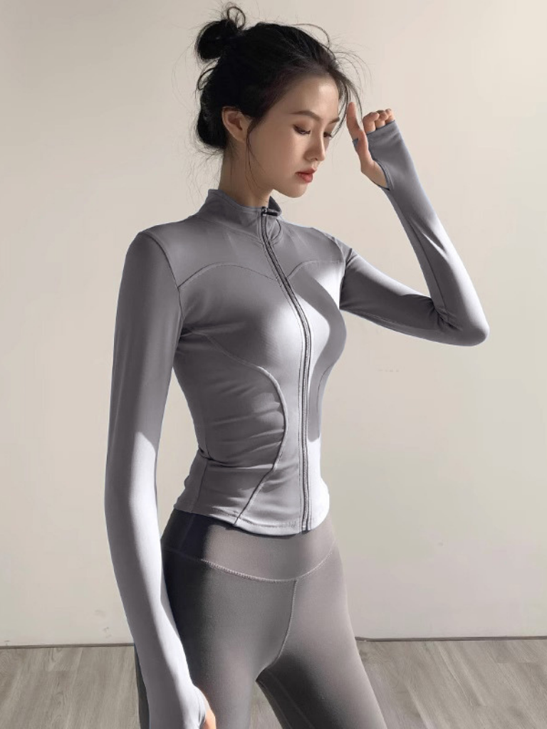 Women’s Quick-Dry Sun Protection Sports Jacket – Slim Fit Yoga Running Fitness Zip Cardigan