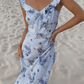 Women’s Floral Print Plunge Maxi Dress – Sexy Backless Summer Vacation Outfit