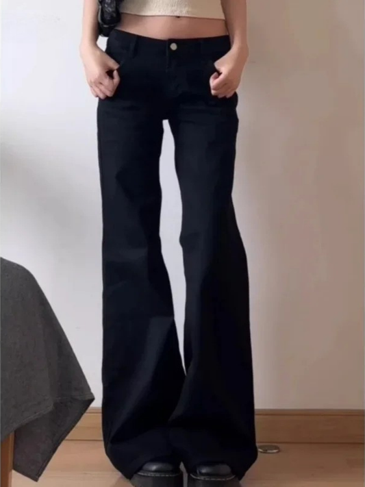 Baggy Black Vintage Denim Jeans – Women’s High Waist Loose Fit Streetwear Pants