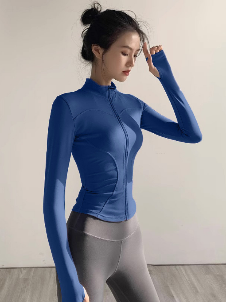 Women’s Quick-Dry Sun Protection Sports Jacket – Slim Fit Yoga Running Fitness Zip Cardigan