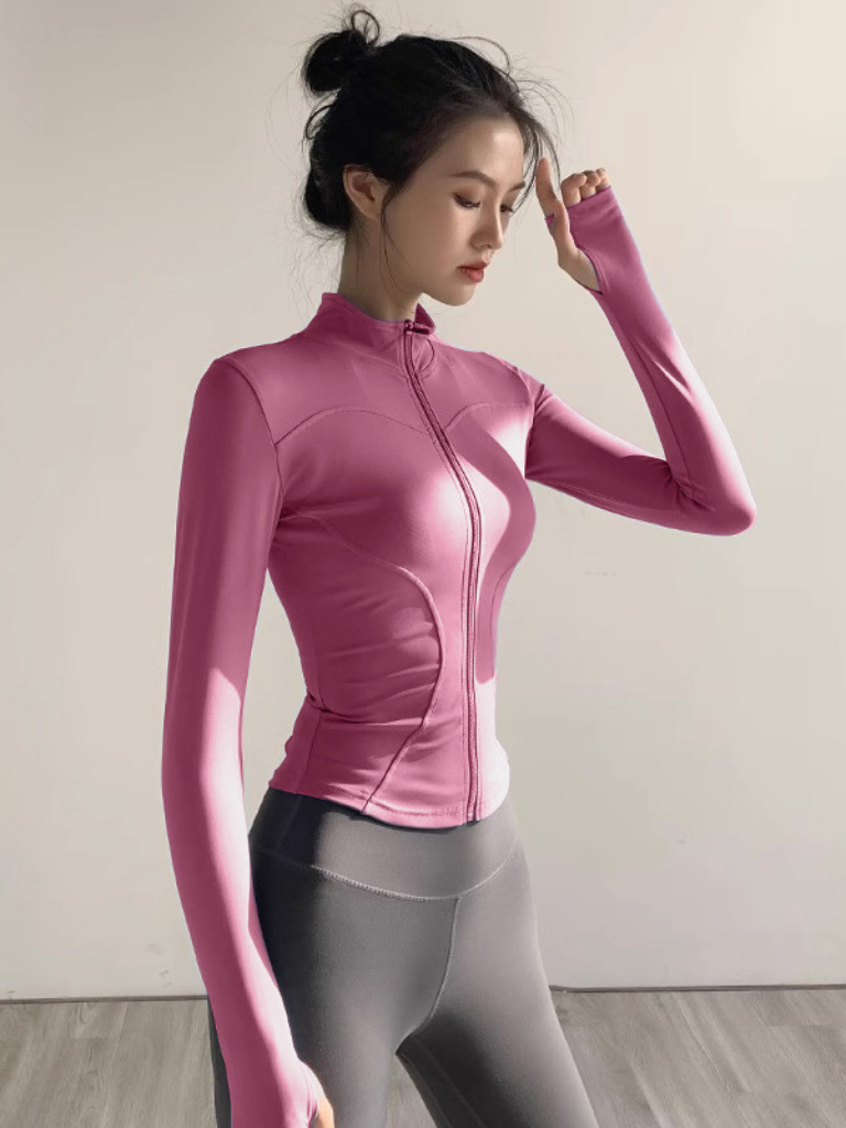Women’s Quick-Dry Sun Protection Sports Jacket – Slim Fit Yoga Running Fitness Zip Cardigan