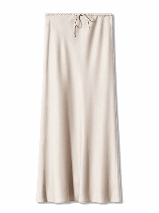 Elegant Long Satin Maxi Skirt – Black & Brown Formal A-Line Skirt for Women