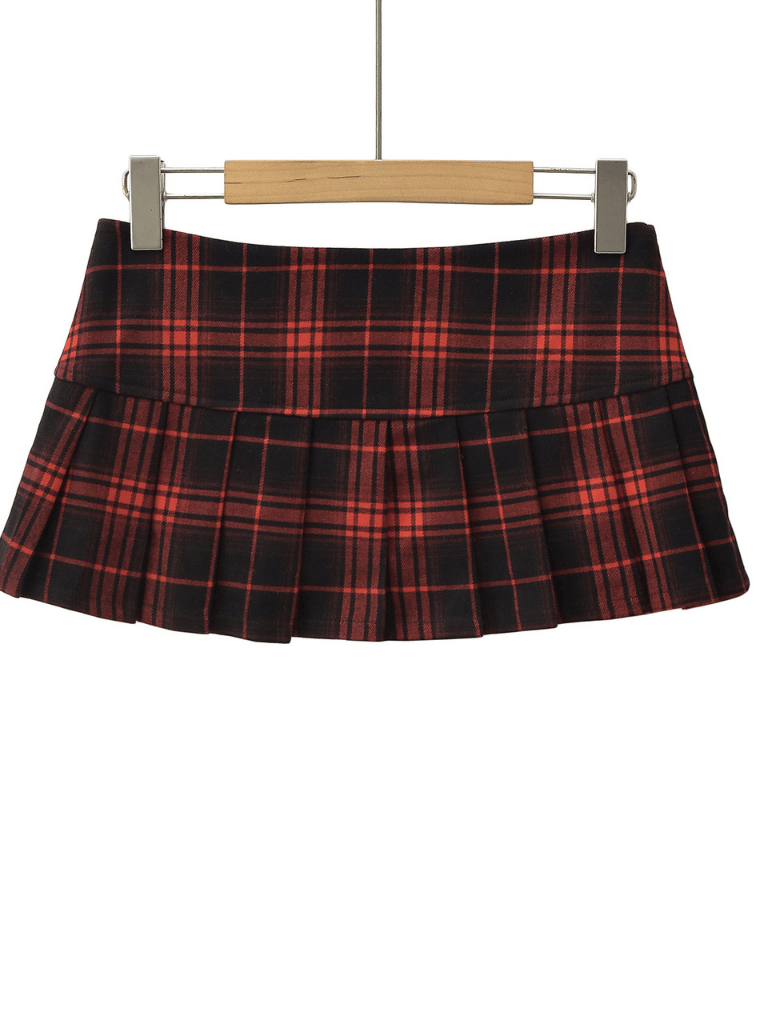 Vintage Korean Plaid Mini Skirt – Y2K Preppy Pleated Style for Women