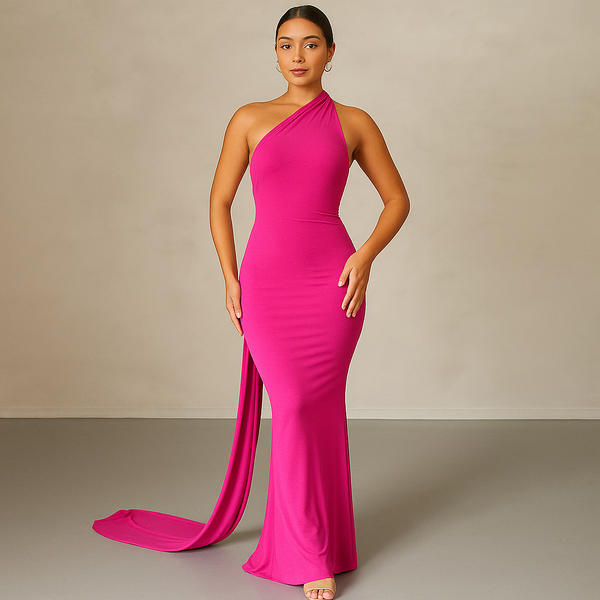 Sexy Backless Ruched Asymmetrical Dress
