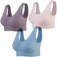 Seamless Sports Bra Set for Women – 3 Pack Wirefree Yoga Bras with Removable Pads