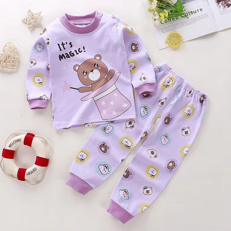 Unisex Cartoon Cotton Pajama Set for Kids (Autumn Softwear)