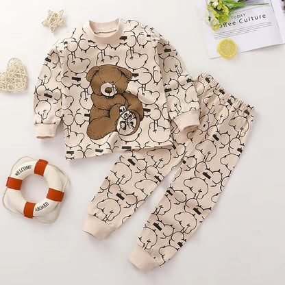 Unisex Cartoon Cotton Pajama Set for Kids (Autumn Softwear)