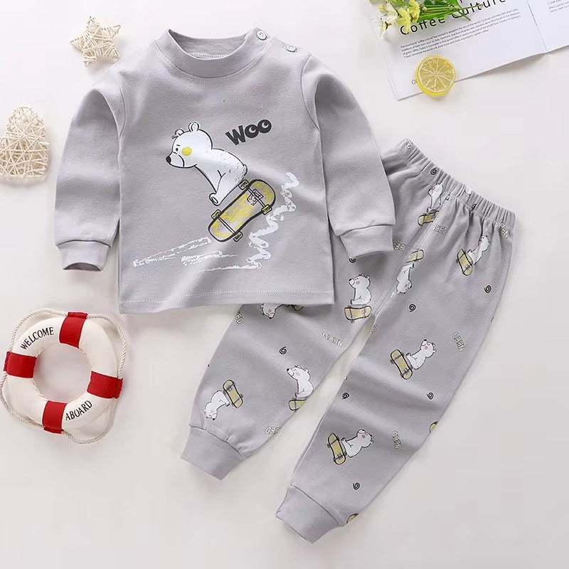 Unisex Cartoon Cotton Pajama Set for Kids (Autumn Softwear)