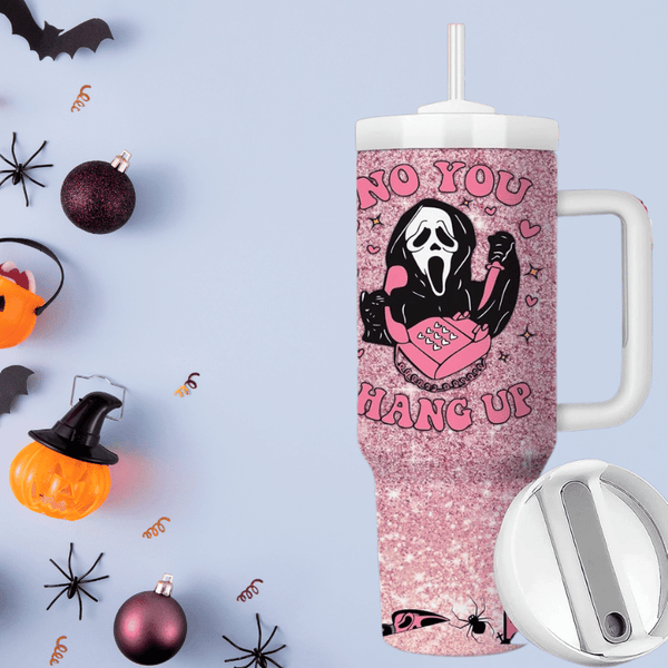 40oz Double Wall Vacuum Insulated Cup Spooky Pink Ghost