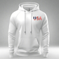 Premium Minimalist White Hoodie | American Flag Logo | Classic USA Streetwear Apparel